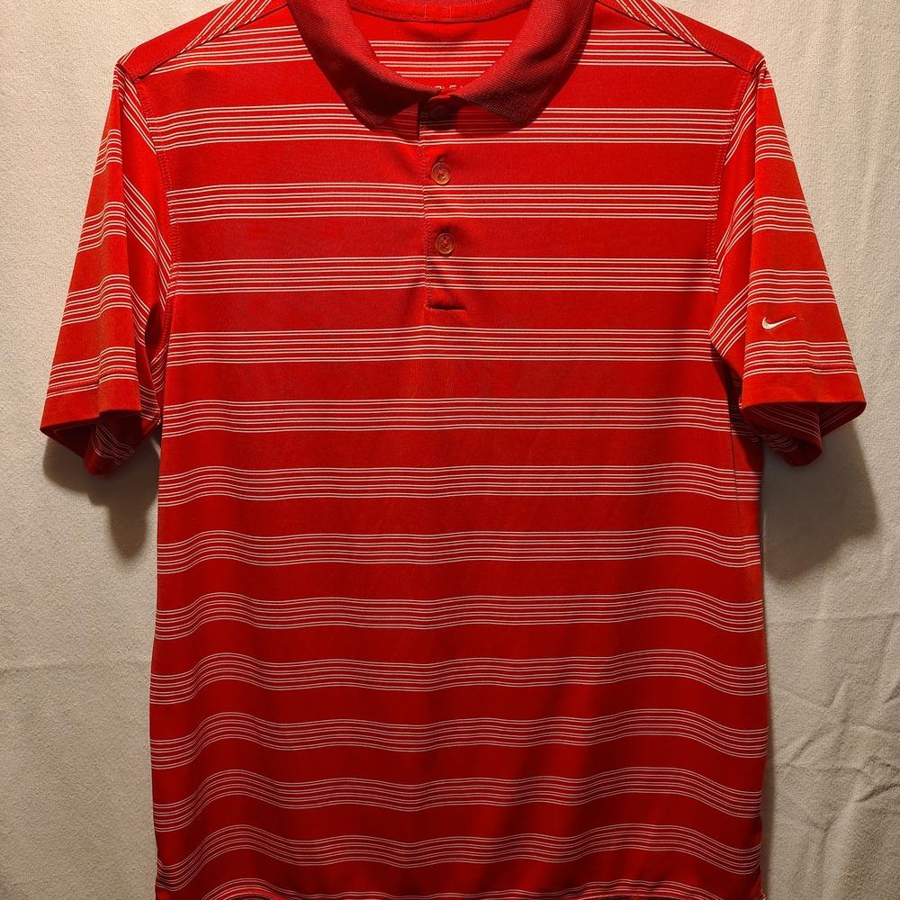 Nike Golf Dri-Fit Men's Red Striped Polo Shirt Size XL